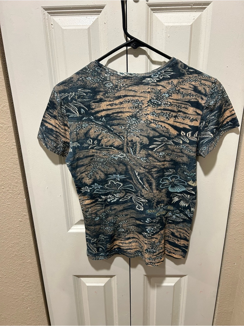 Ulla Johnson Estelle T-Shirt Waimea Resort Blue Floral Short Sleeve Tee - Picture 7 of 10